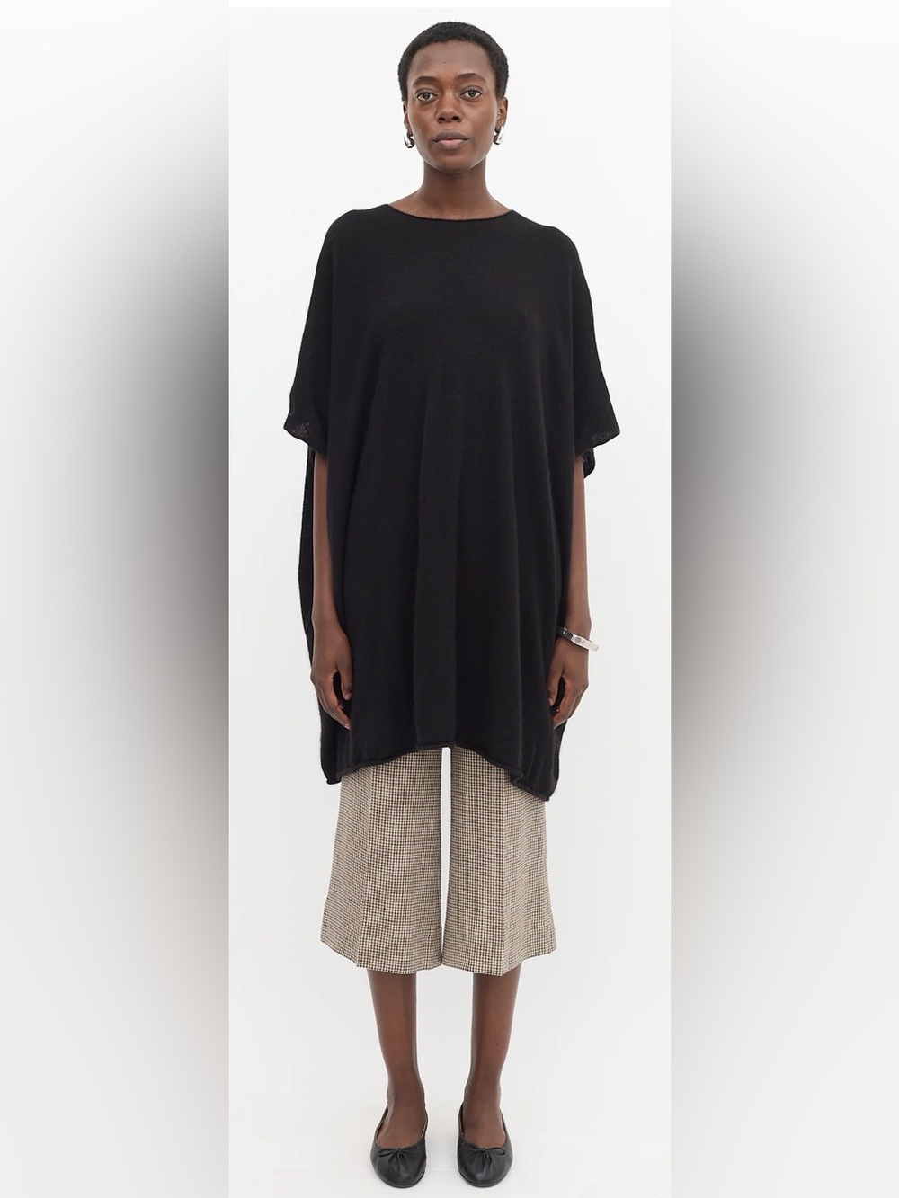 The Row Black Cashmere Silk Oversized Tunic Cocoon Sweater Lagenlook Minimalist